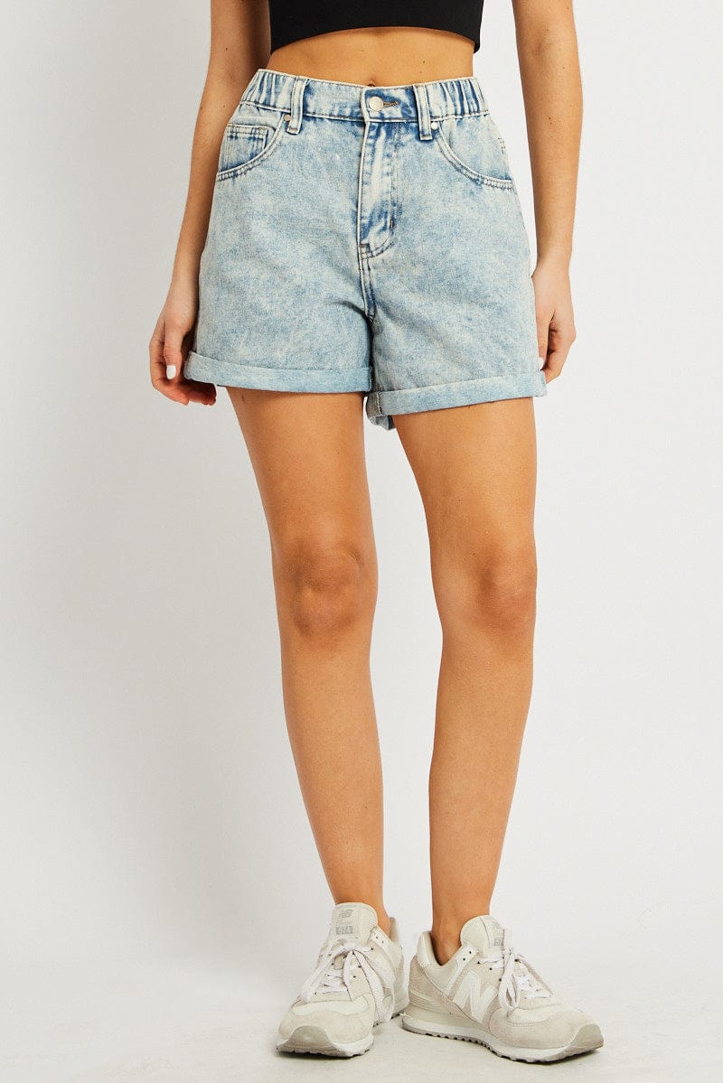 Denim Relaxed Short Elastic Waist for Ally Fashion