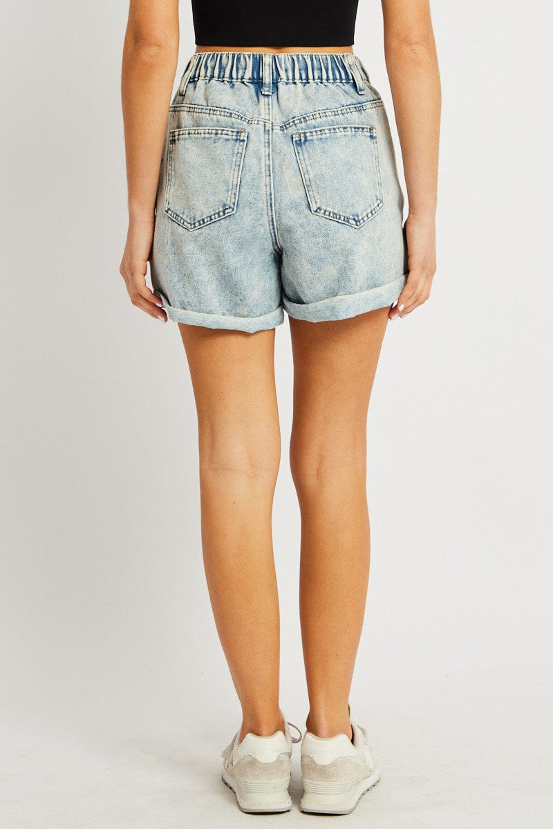 Denim Relaxed Short Elastic Waist for Ally Fashion