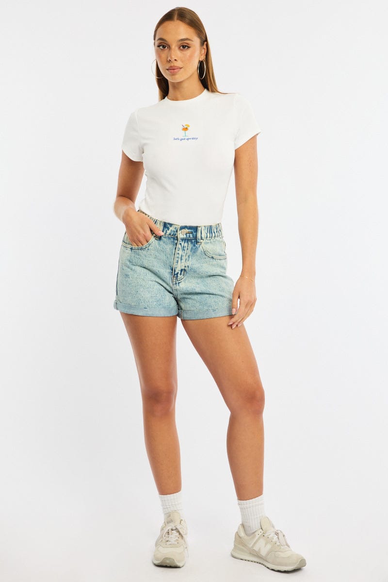 Denim Relaxed Shorts Mid Rise for Ally Fashion