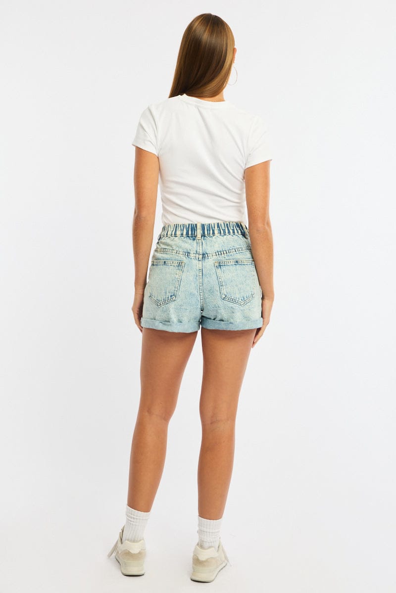 Denim Relaxed Shorts Mid Rise for Ally Fashion