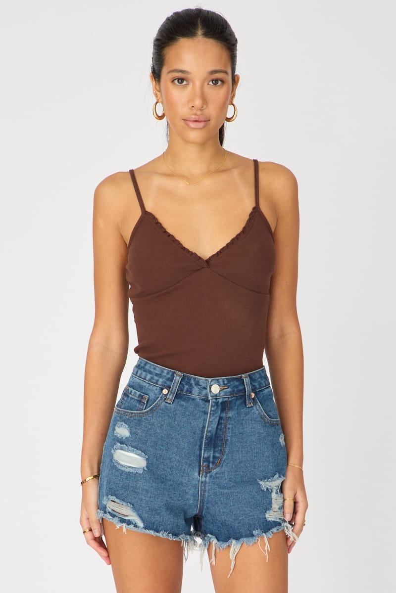 Denim Relaxed Shorts Mid Rise Distressed Detail for Ally Fashion