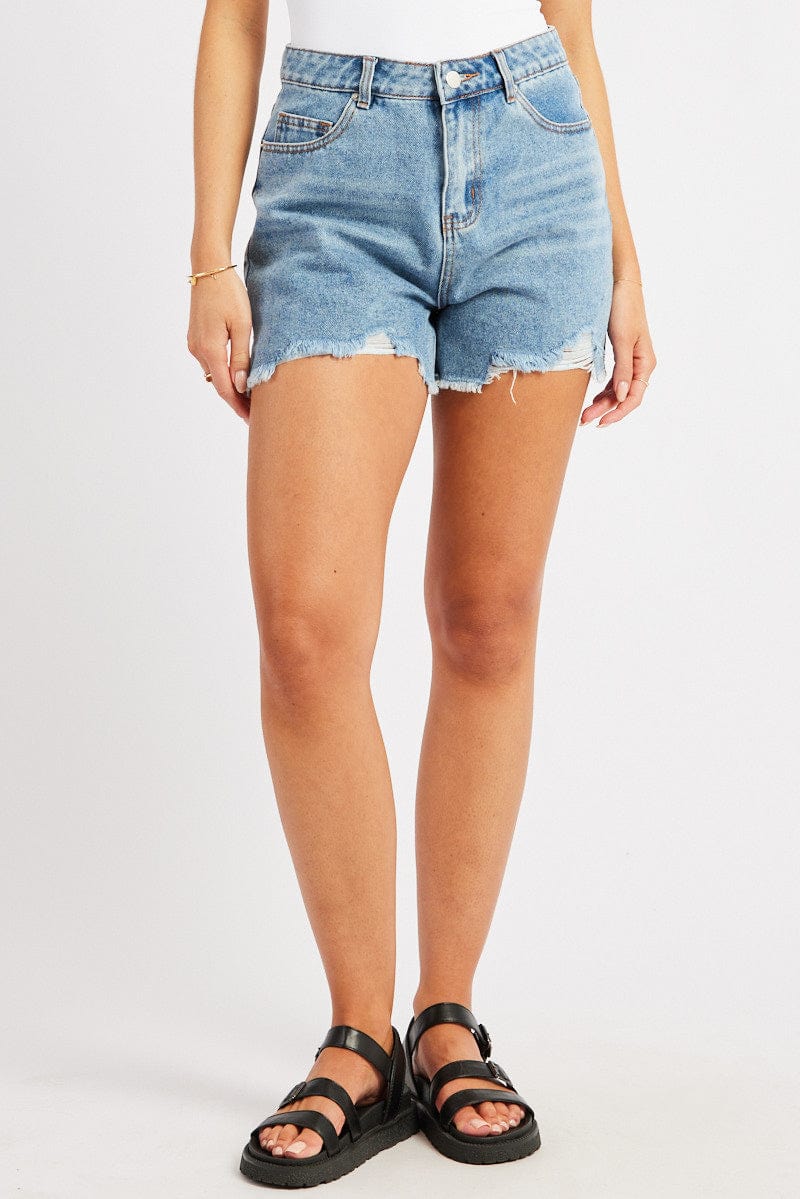 Denim Relaxed Denim Short Mid Rise for Ally Fashion