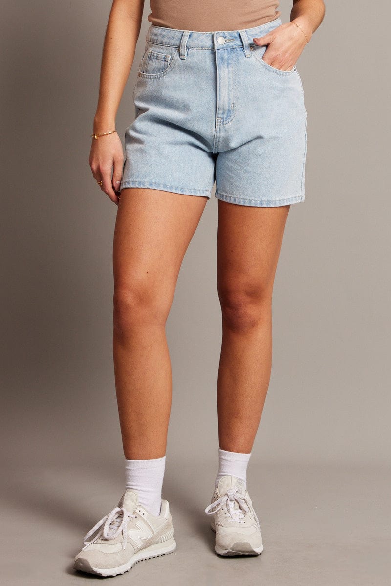 Denim Relaxed Short High Rise Longline for Ally Fashion