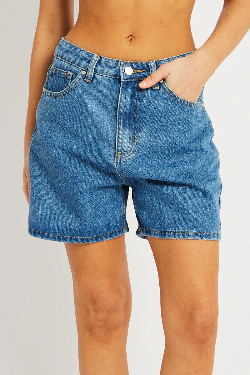 Denim Relaxed Short High Rise Longline for Ally Fashion