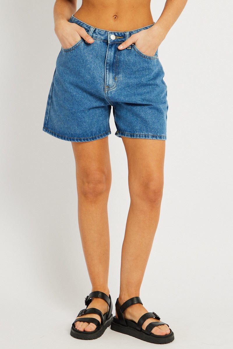 Denim Relaxed Short High Rise Longline for Ally Fashion