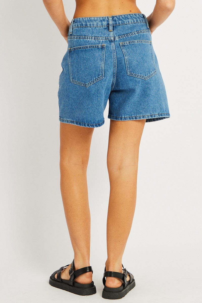 Denim Relaxed Short High Rise Longline for Ally Fashion