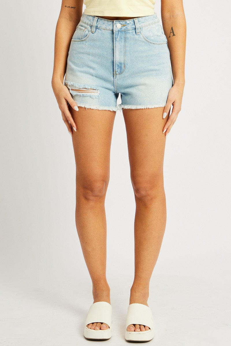 Denim Relaxed Shorts High Rise for Ally Fashion