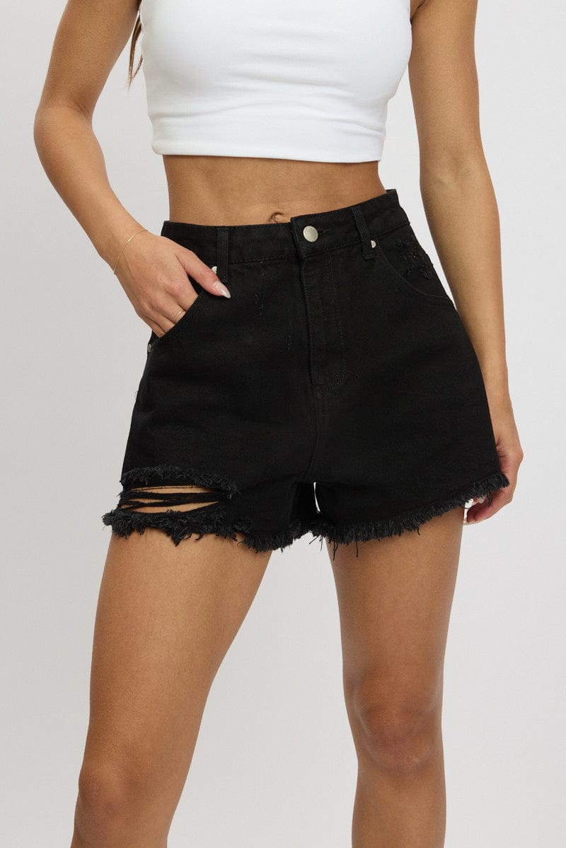 Black Relaxed Short High Rise for Ally Fashion