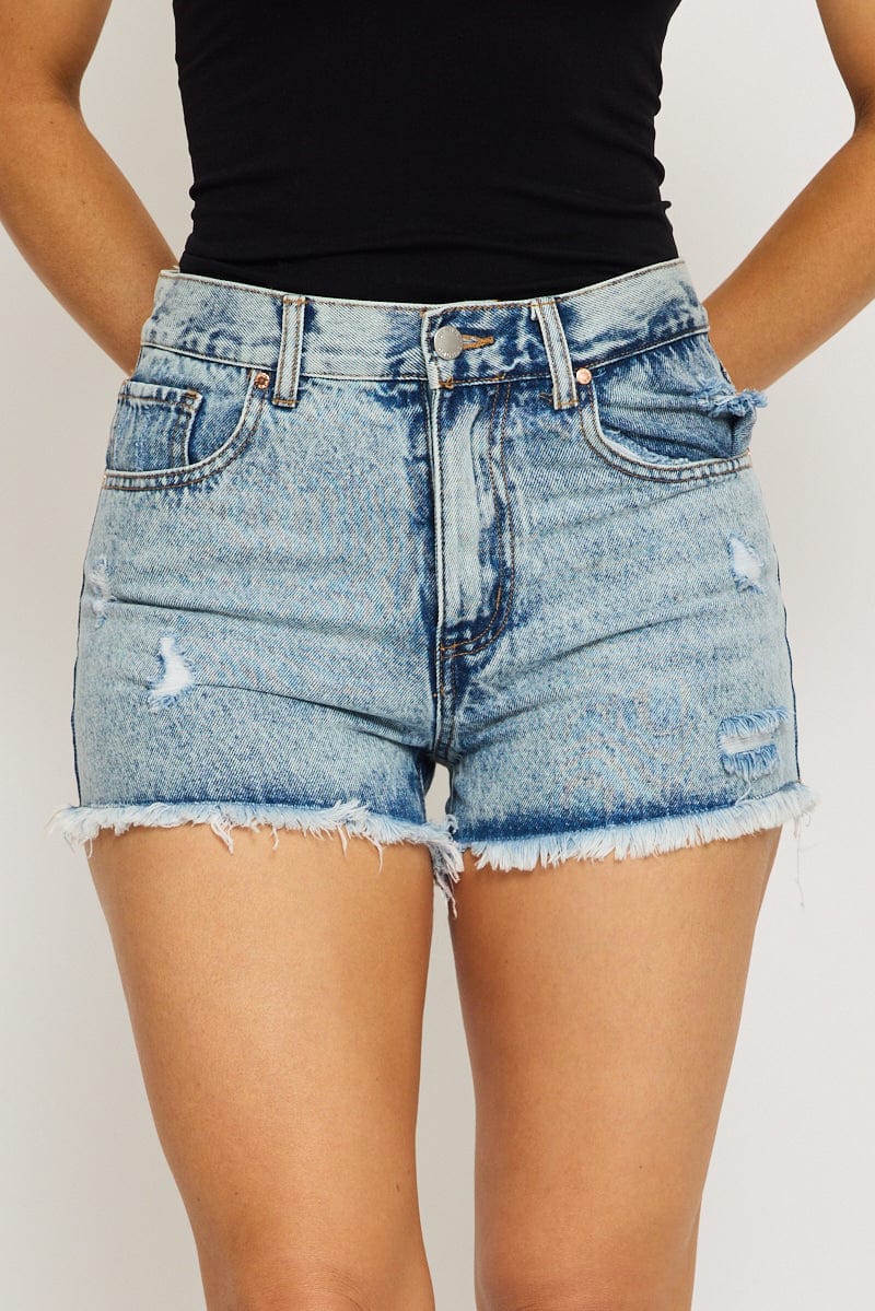 Denim Relaxed Shorts Mid Rise for Ally Fashion