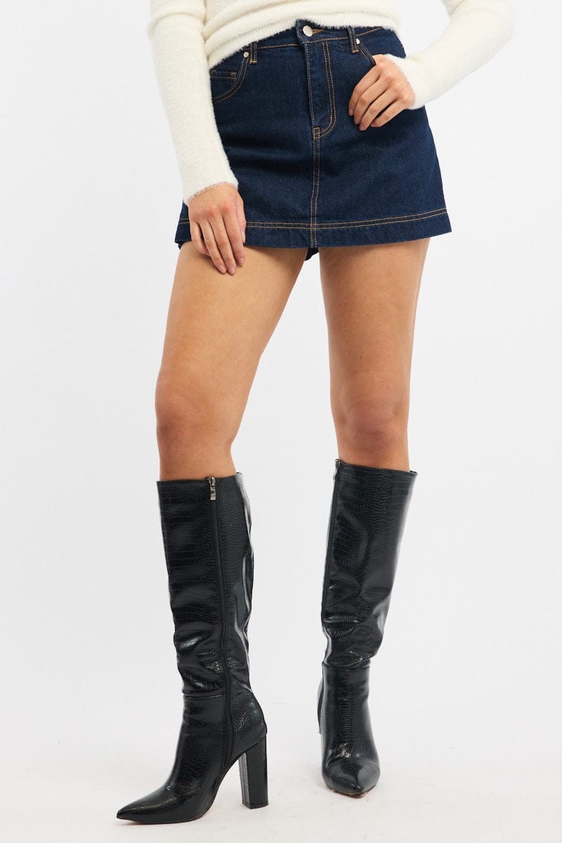Denim Skorts Skirt High Rise for Ally Fashion