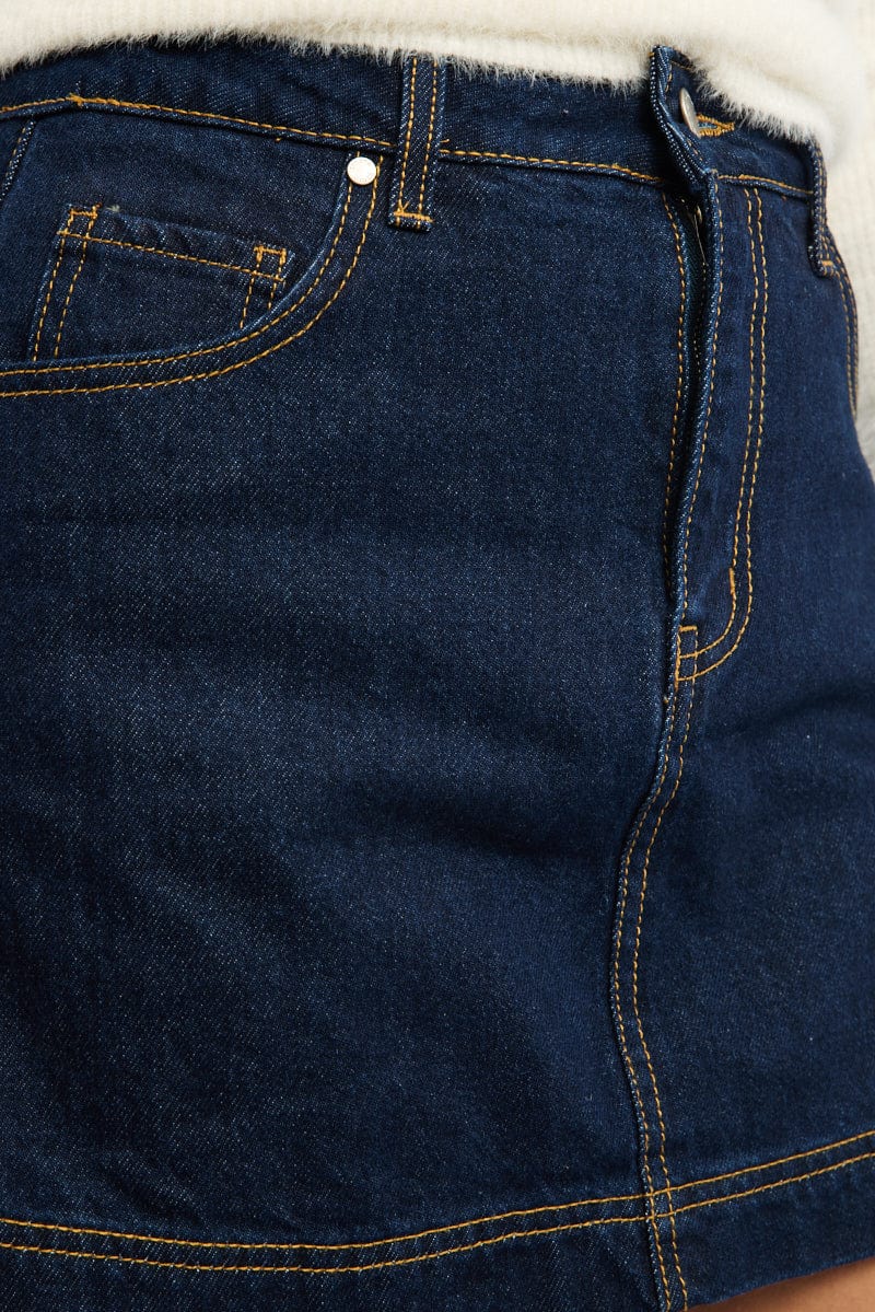 Denim Skorts Skirt High Rise for Ally Fashion