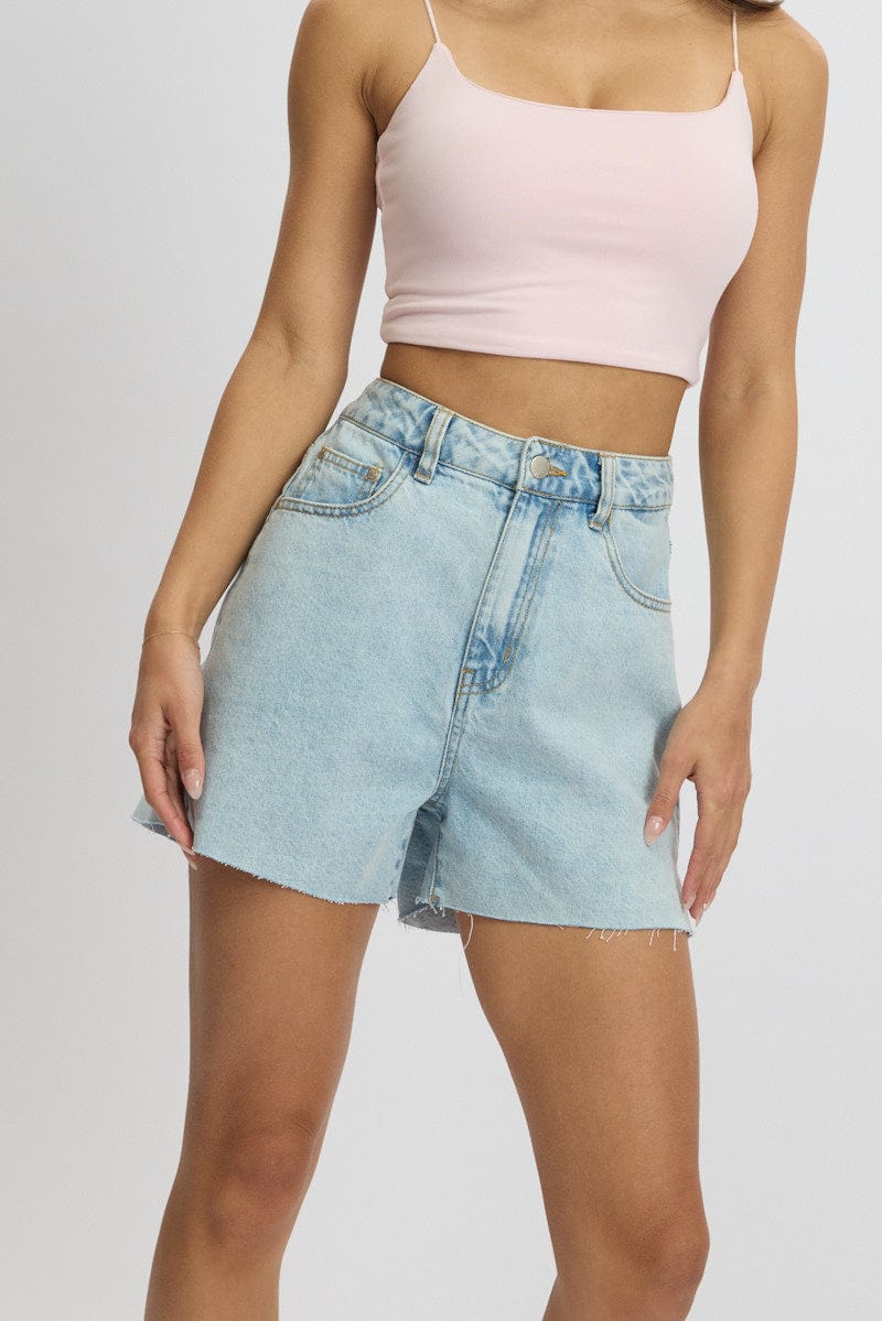 Denim Relaxed Short Long Line for Ally Fashion