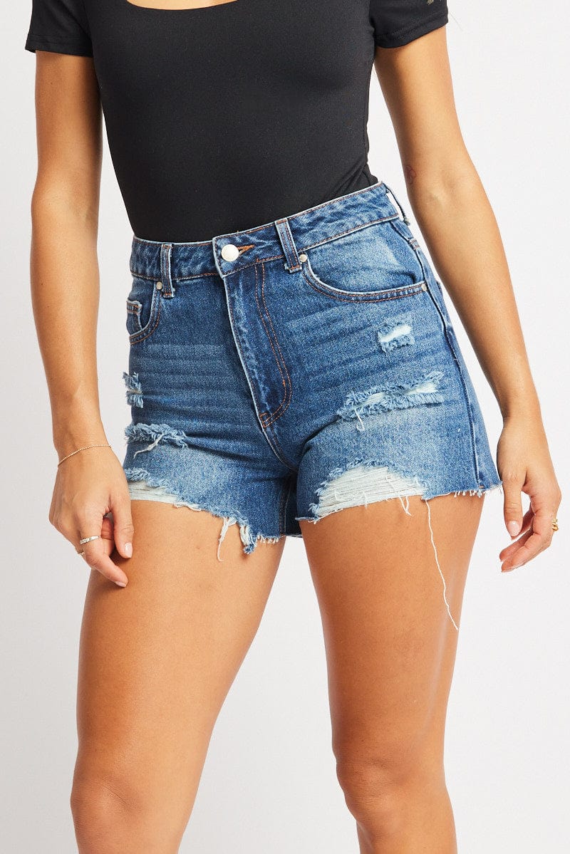 Denim Relaxed Short High Rise Ripped for Ally Fashion