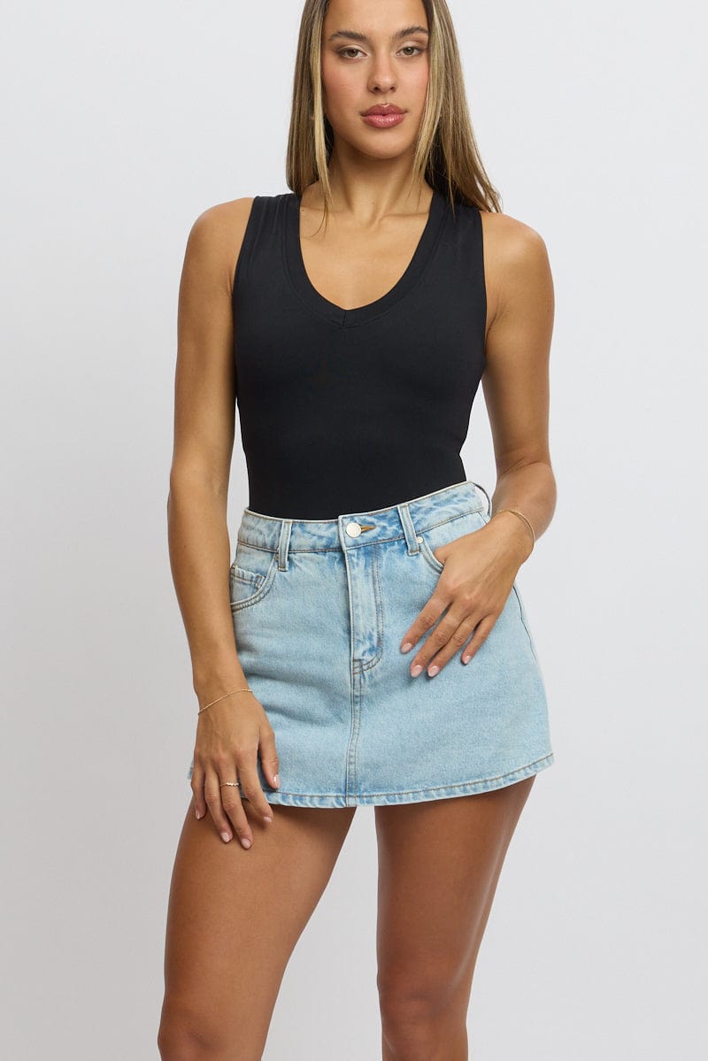 Denim Skort Skirt High Rise for Ally Fashion