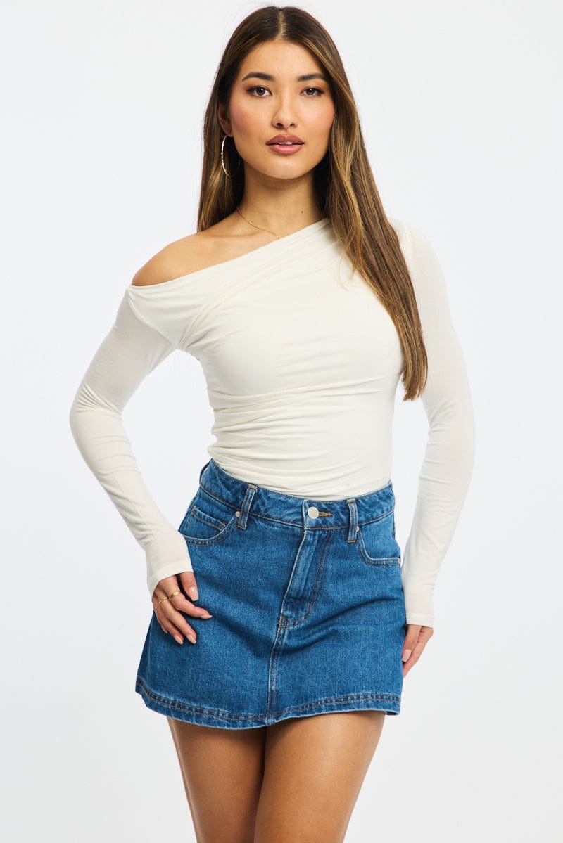 Denim Mini Skorts High Rise for Ally Fashion