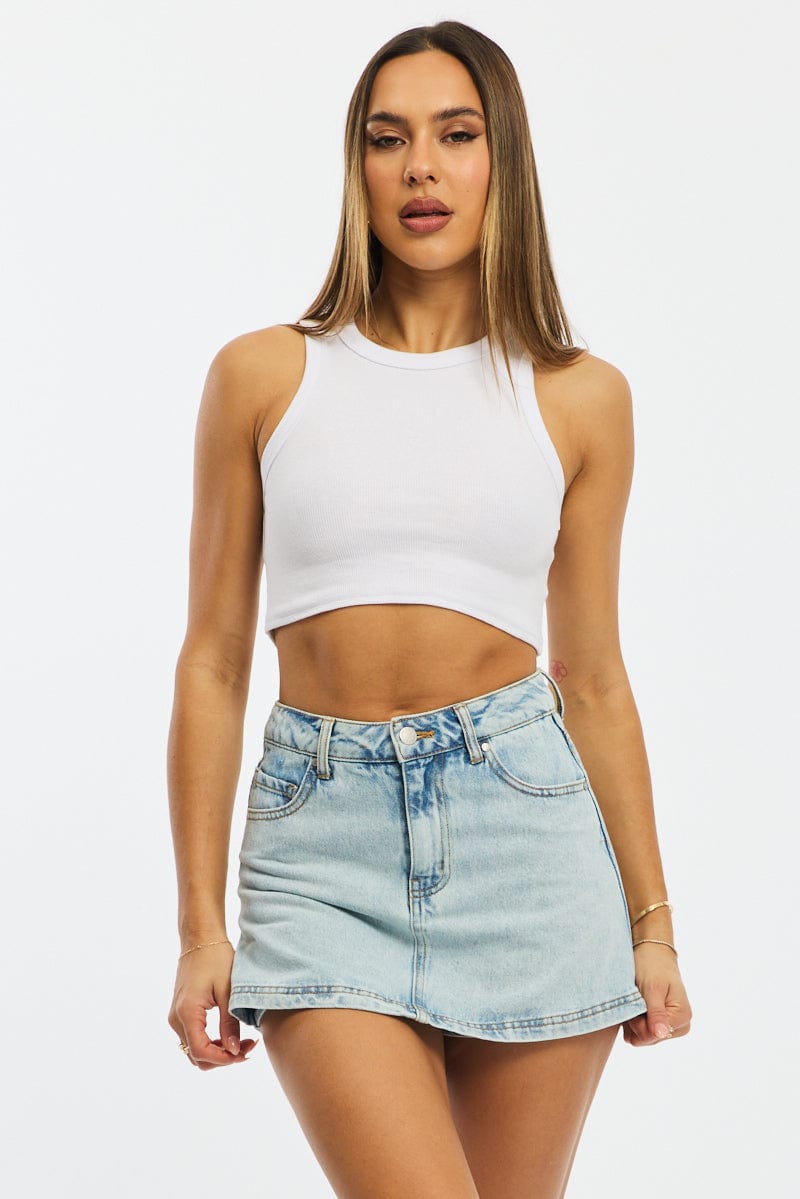 Denim Mini Skorts High Rise for Ally Fashion