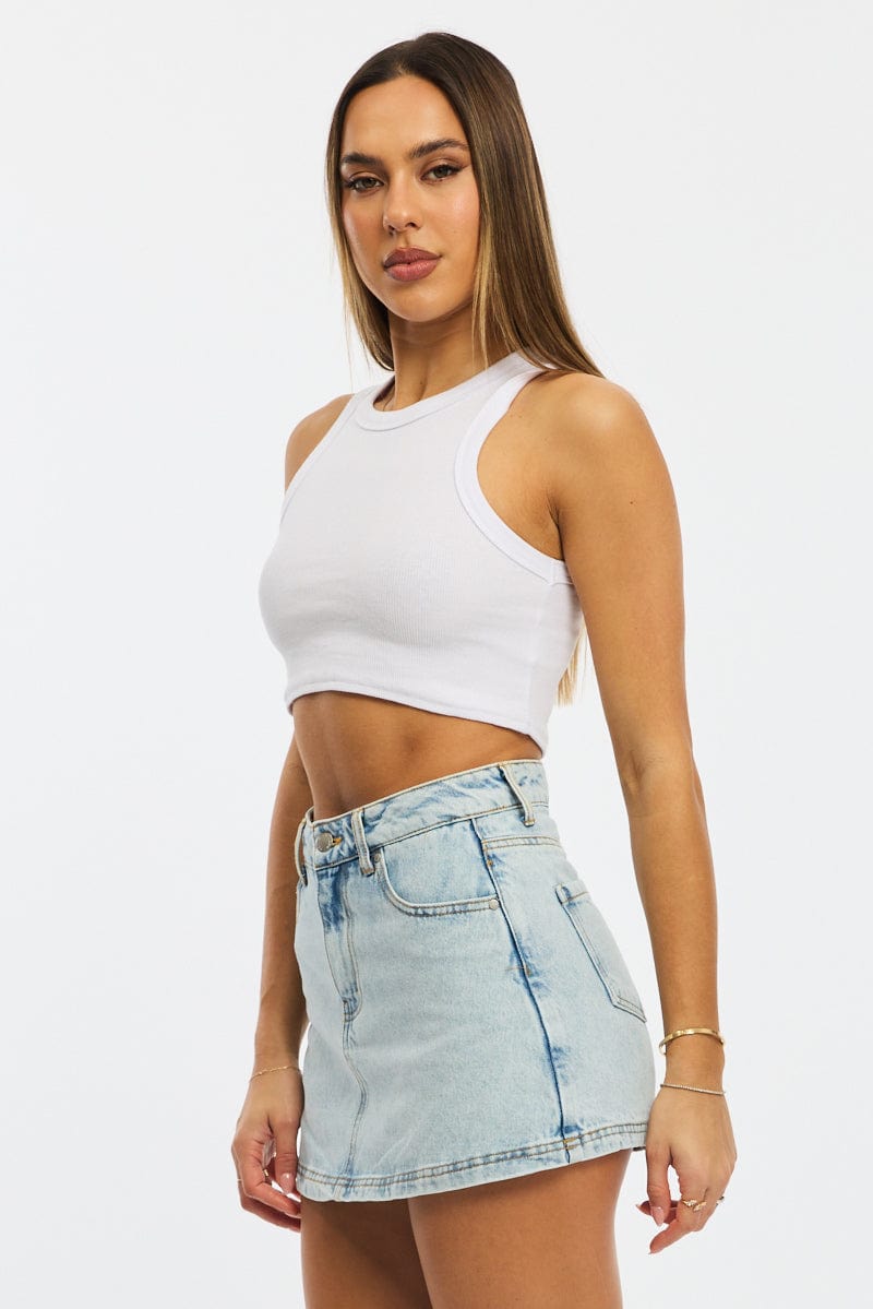 Denim Mini Skorts High Rise for Ally Fashion