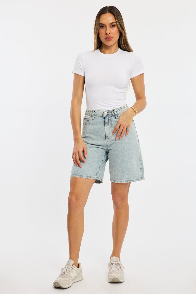 Denim Bermuda Jorts Mid Rise for Ally Fashion