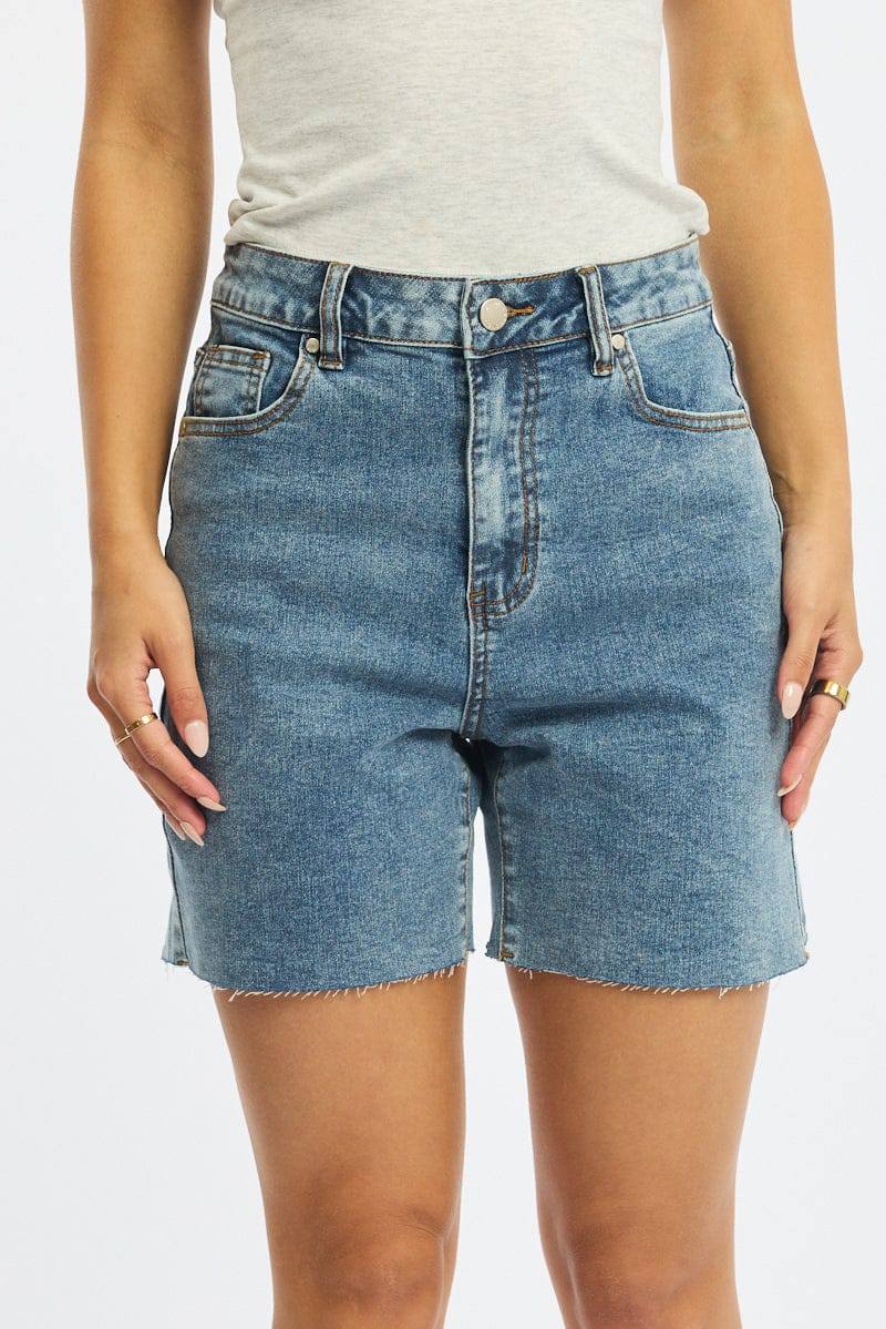 Denim Burmuda Shorts Mid Rise for Ally Fashion