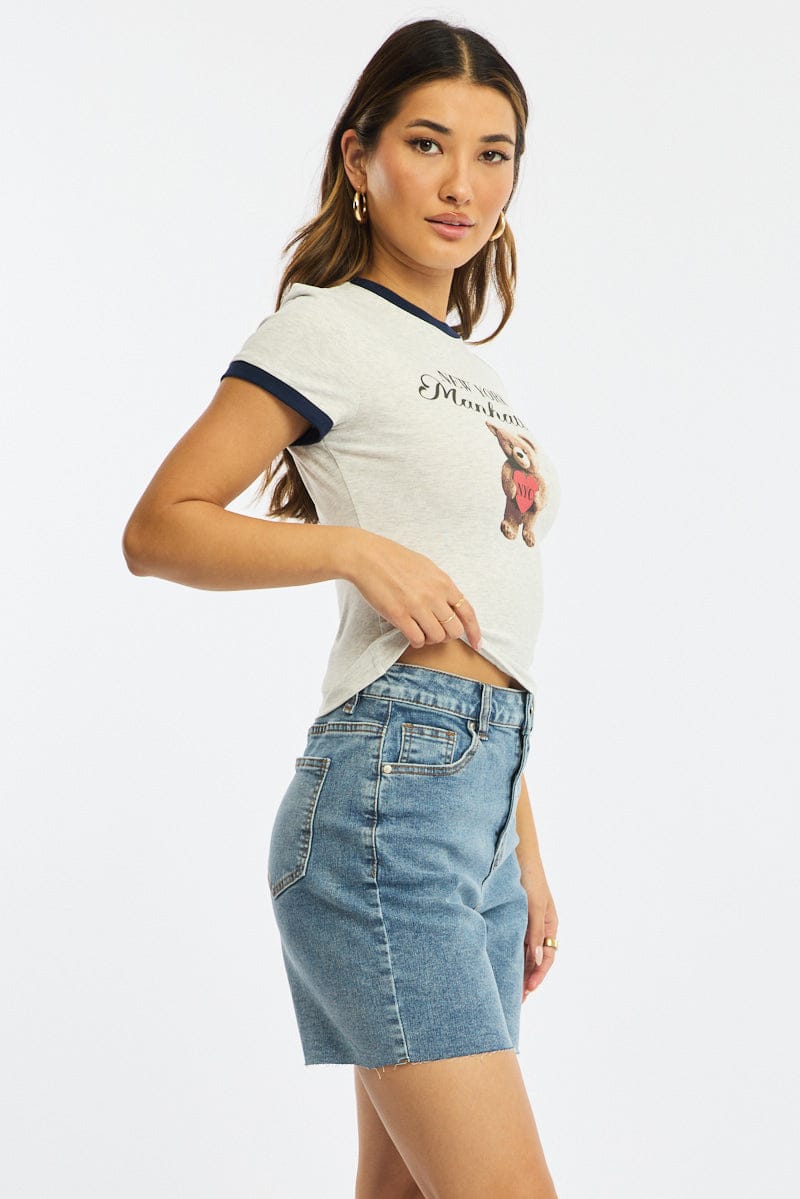 Denim Burmuda Shorts Mid Rise for Ally Fashion