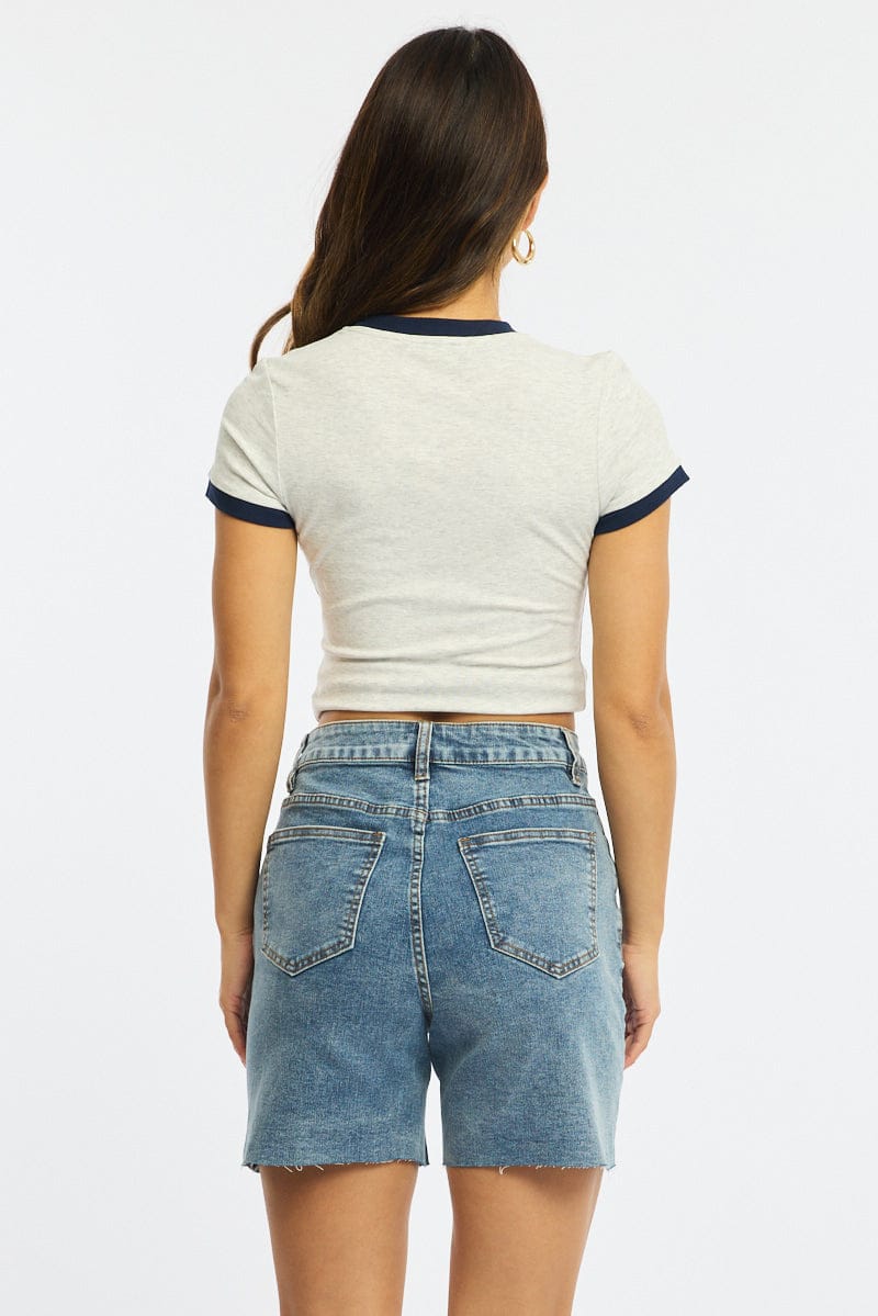 Denim Burmuda Shorts Mid Rise for Ally Fashion