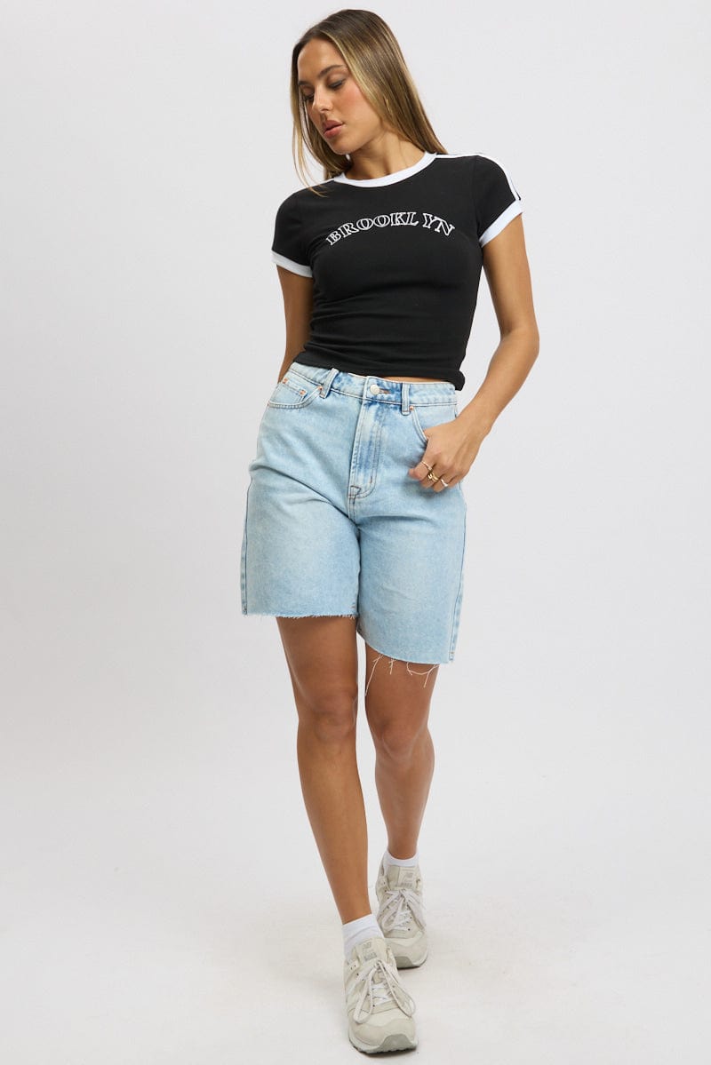 Denim Jorts Mid Rise for Ally Fashion