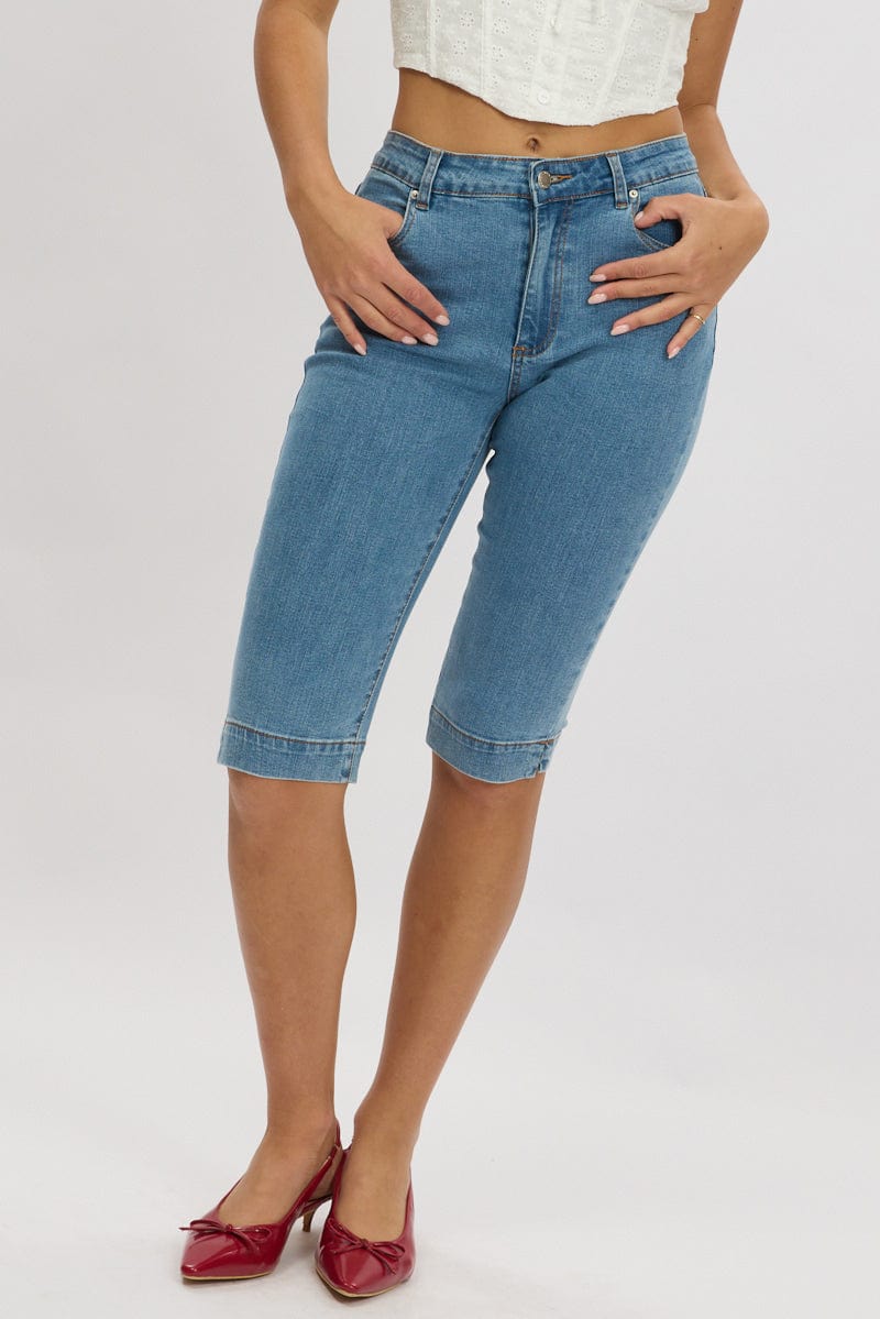 Denim Capri Jeans Mid Rise for Ally Fashion