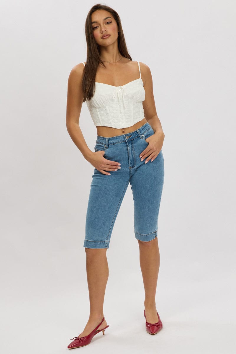 Denim Capri Jeans Mid Rise for Ally Fashion