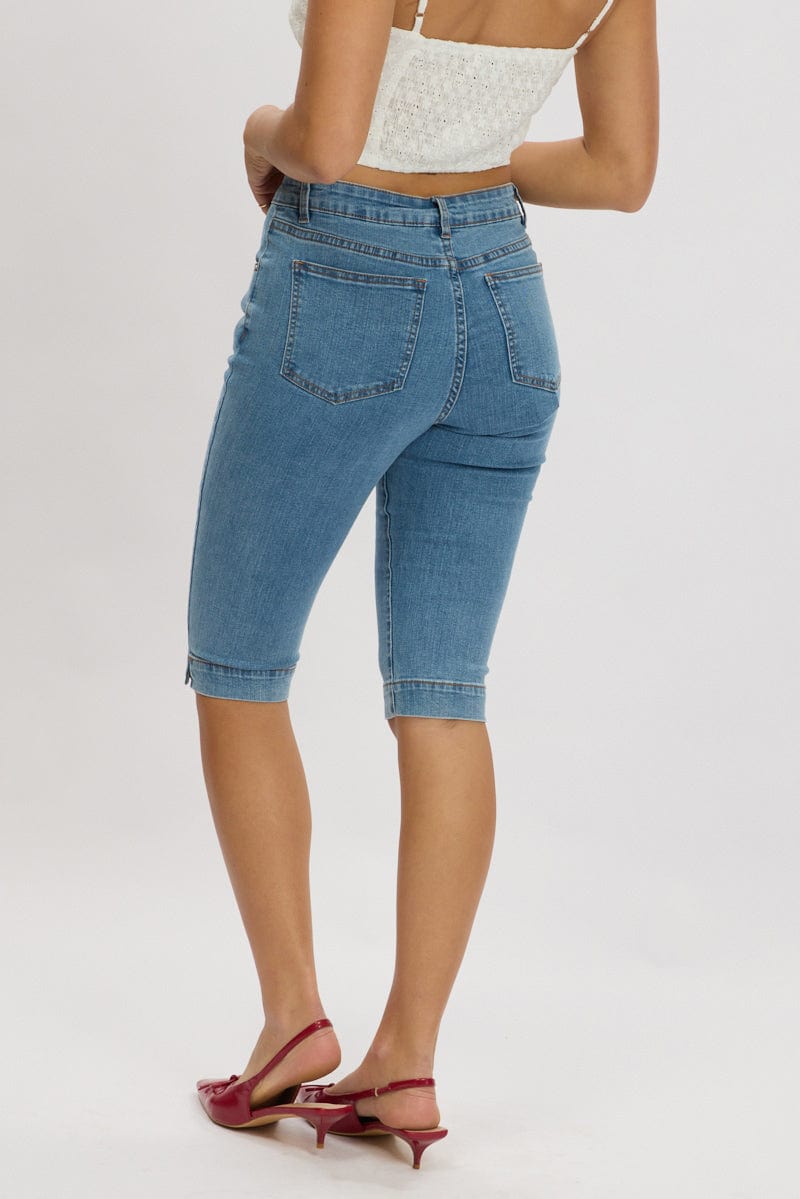 Denim Capri Jeans Mid Rise for Ally Fashion