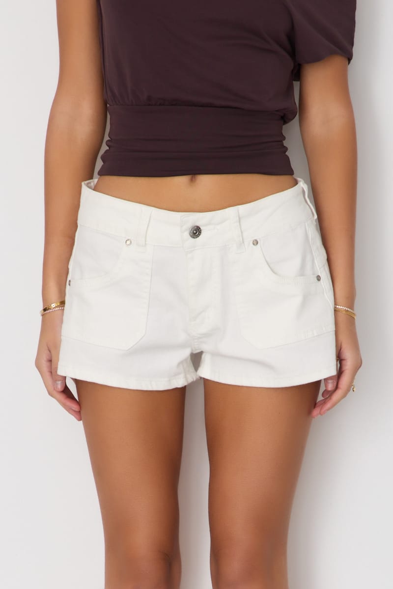 White Micro Shorts Low Rise Outpocket Stretch for Ally Fashion