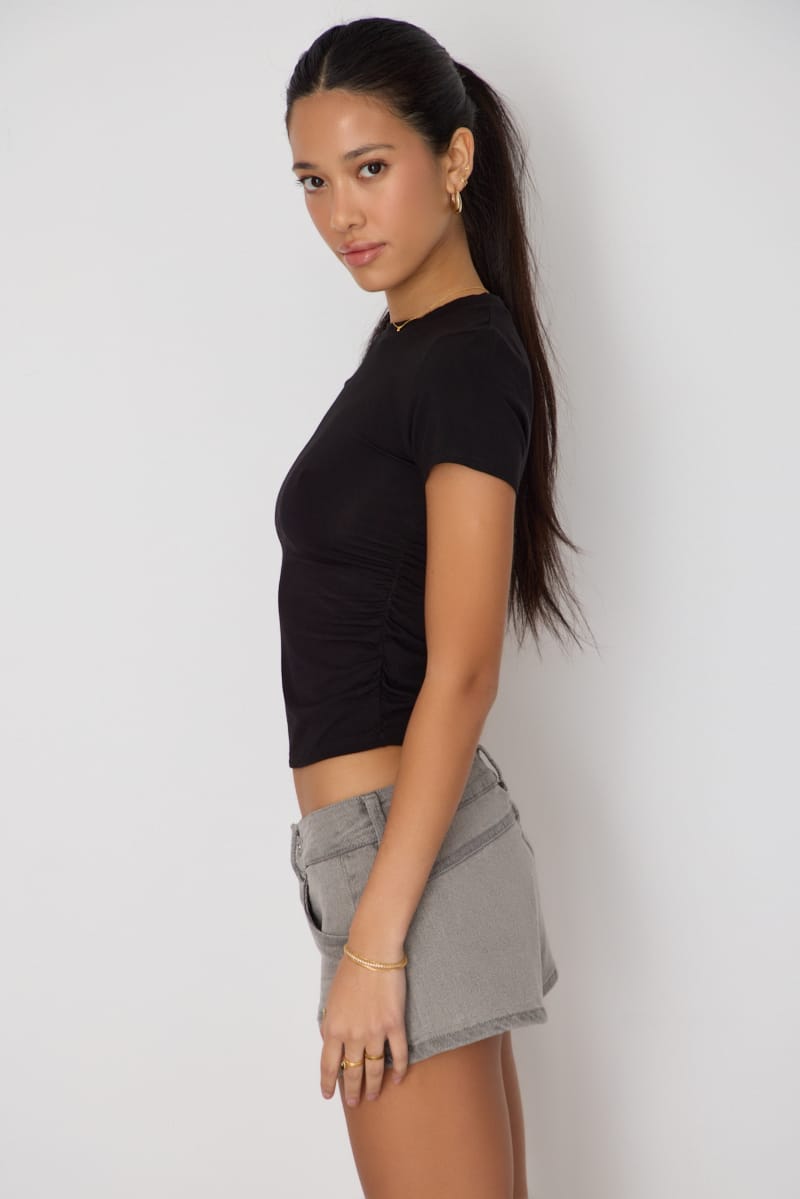 Grey Micro Shorts Low Rise Outpocket Stretch for Ally Fashion