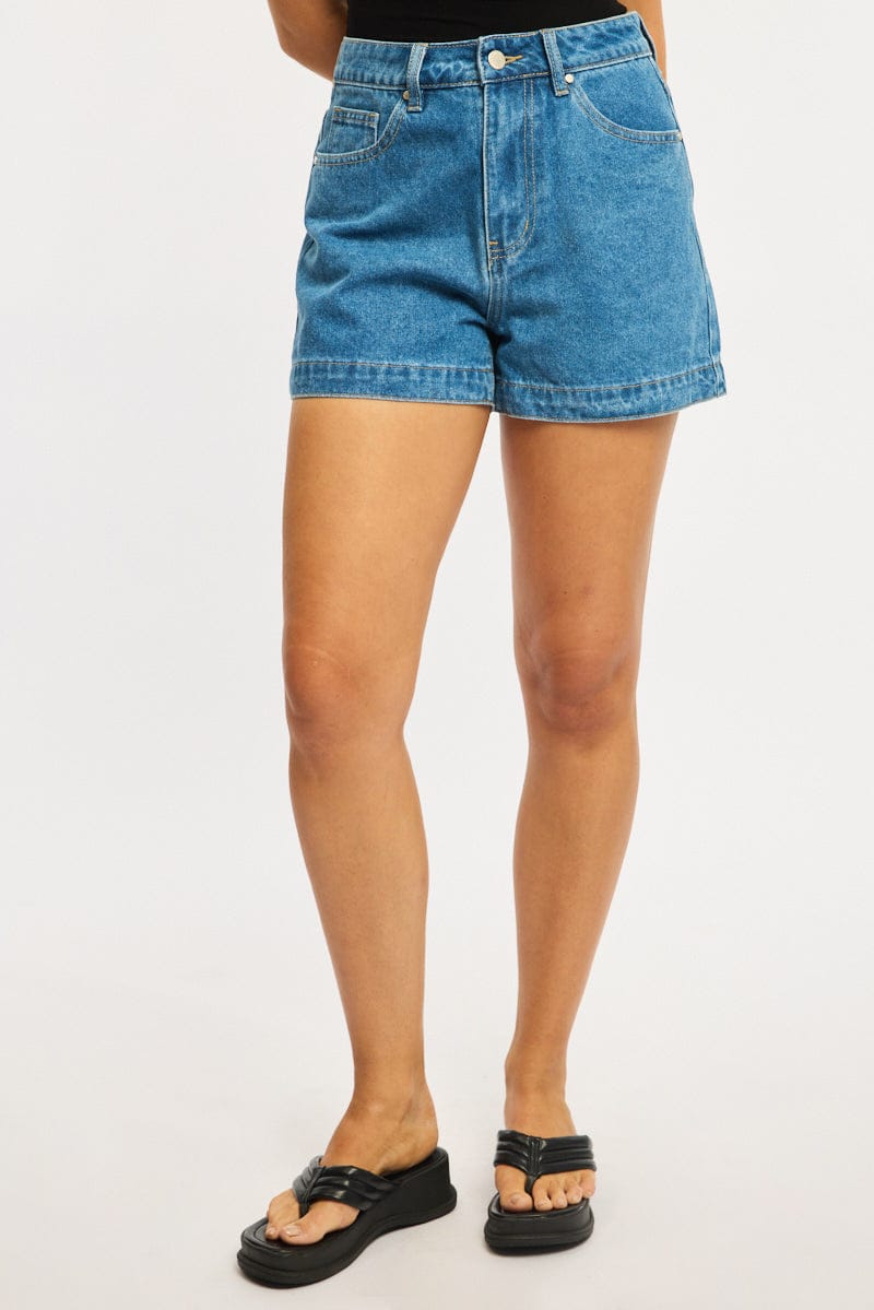 Denim Relaxed Shorts Mid Rise for Ally Fashion