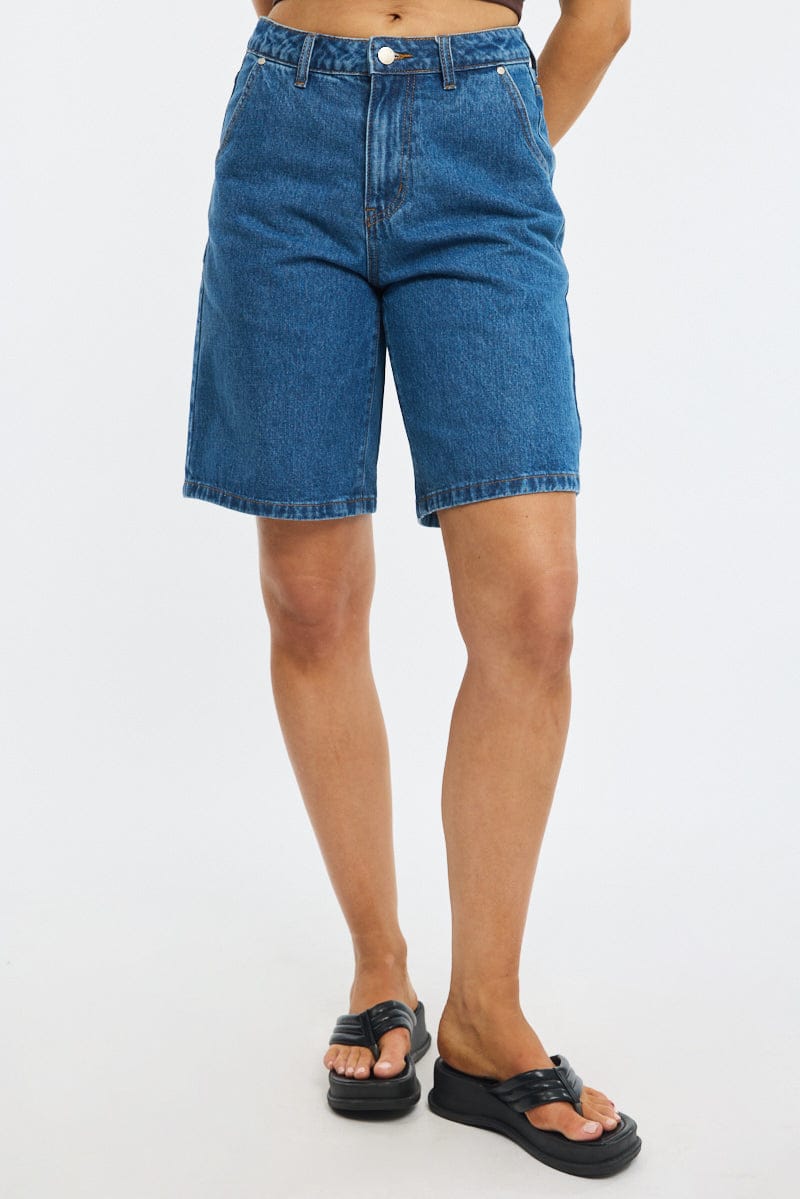 Denim Bermuda Shorts Mid Rise for Ally Fashion