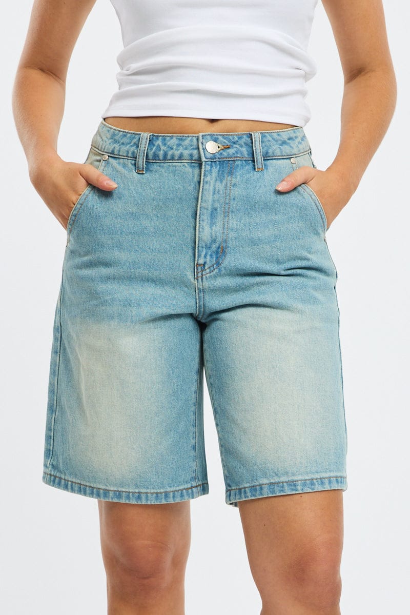 Denim Bermuda Shorts Mid Rise for Ally Fashion