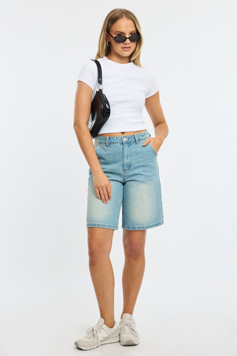 Denim Bermuda Shorts Mid Rise for Ally Fashion