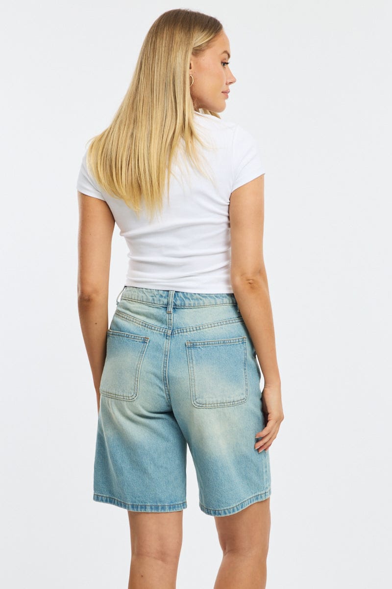 Denim Bermuda Shorts Mid Rise for Ally Fashion
