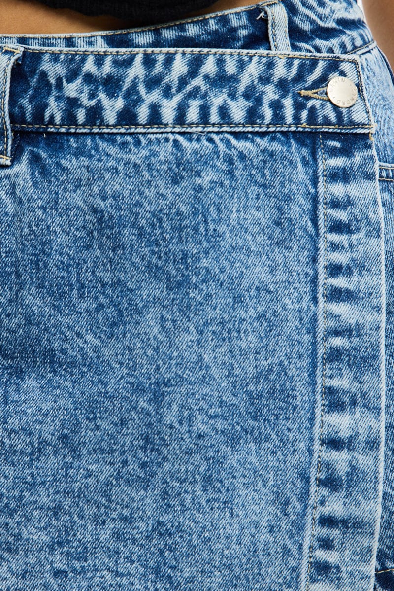 Denim Denim Wrap Mini Skort High Rise Relaxed Fit for Ally Fashion