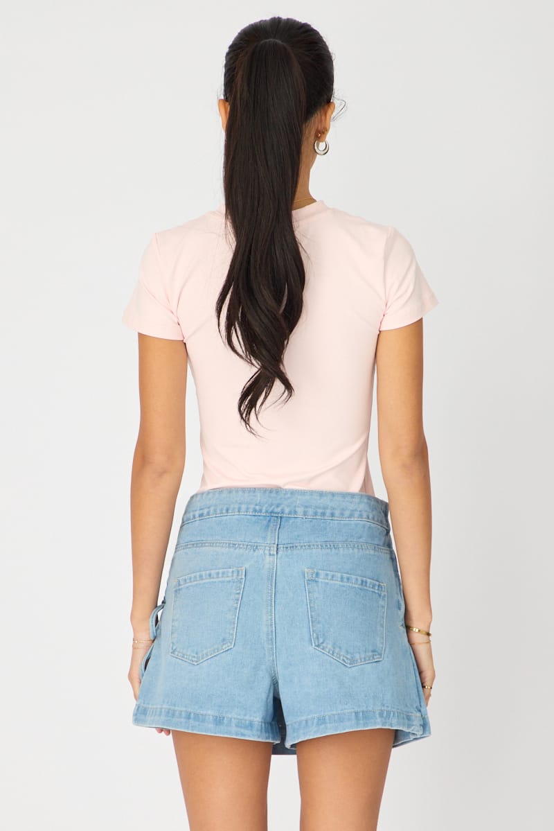 Denim Denim Skort Lace Up High Rise for Ally Fashion