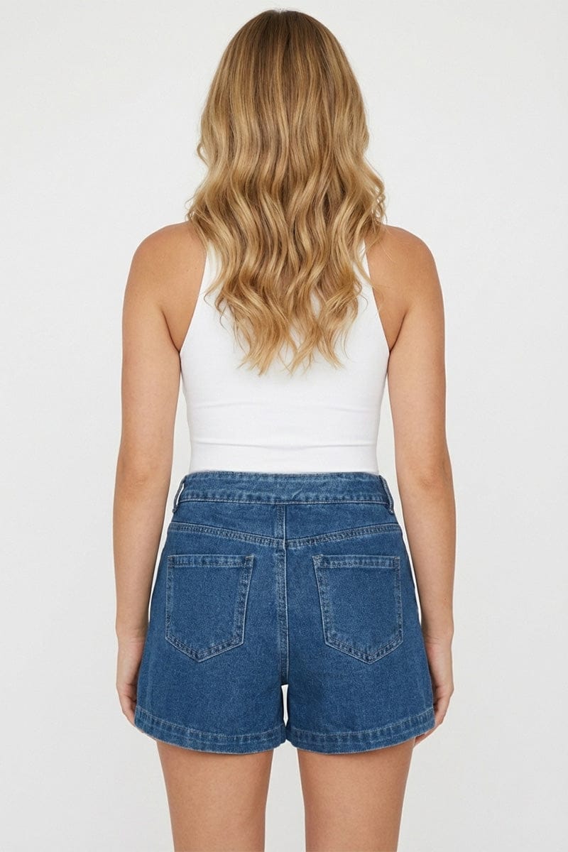 Denim Skorts Lace Up High Rise for Ally Fashion