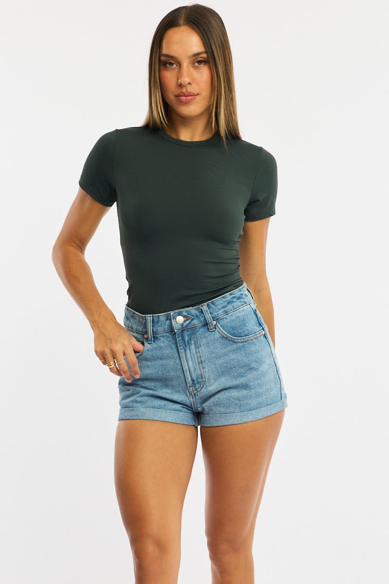 Denim Relaxed Shorts Mid Rise for Ally Fashion