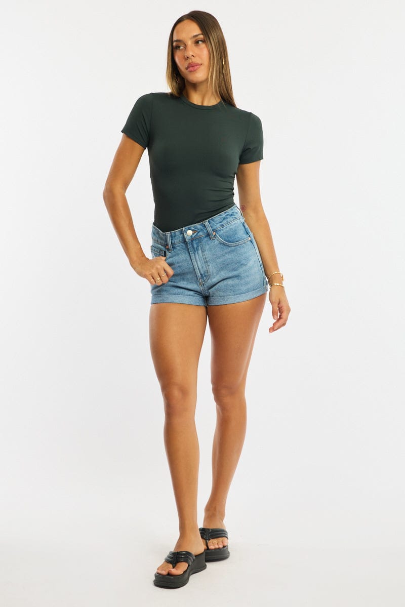 Denim Relaxed Shorts Mid Rise for Ally Fashion
