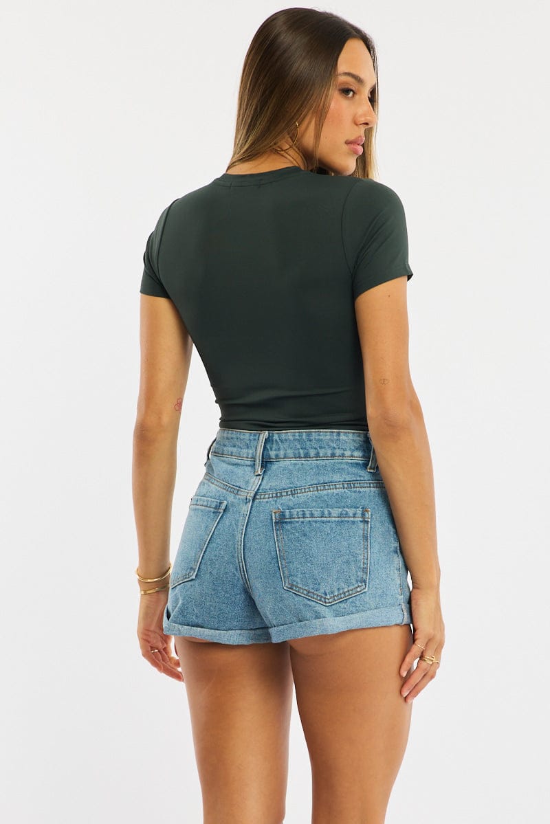 Denim Relaxed Shorts Mid Rise for Ally Fashion