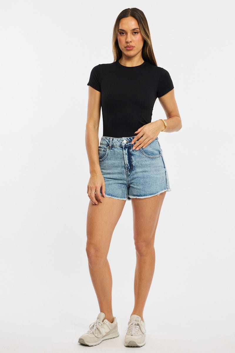 Denim Relaxed Shorts Mid Rise for Ally Fashion