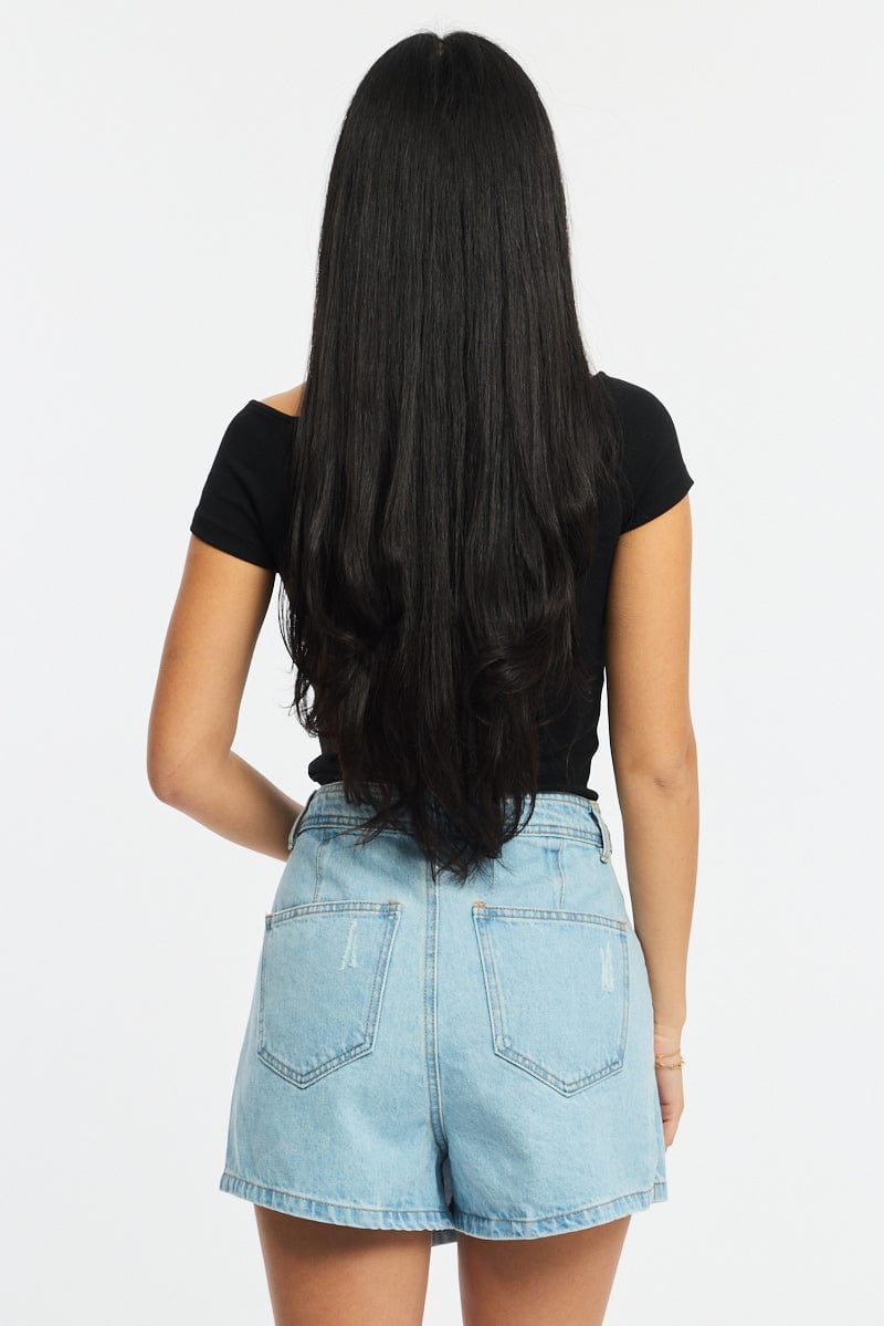 Denim Skorts Mid Rise Wrap for Ally Fashion