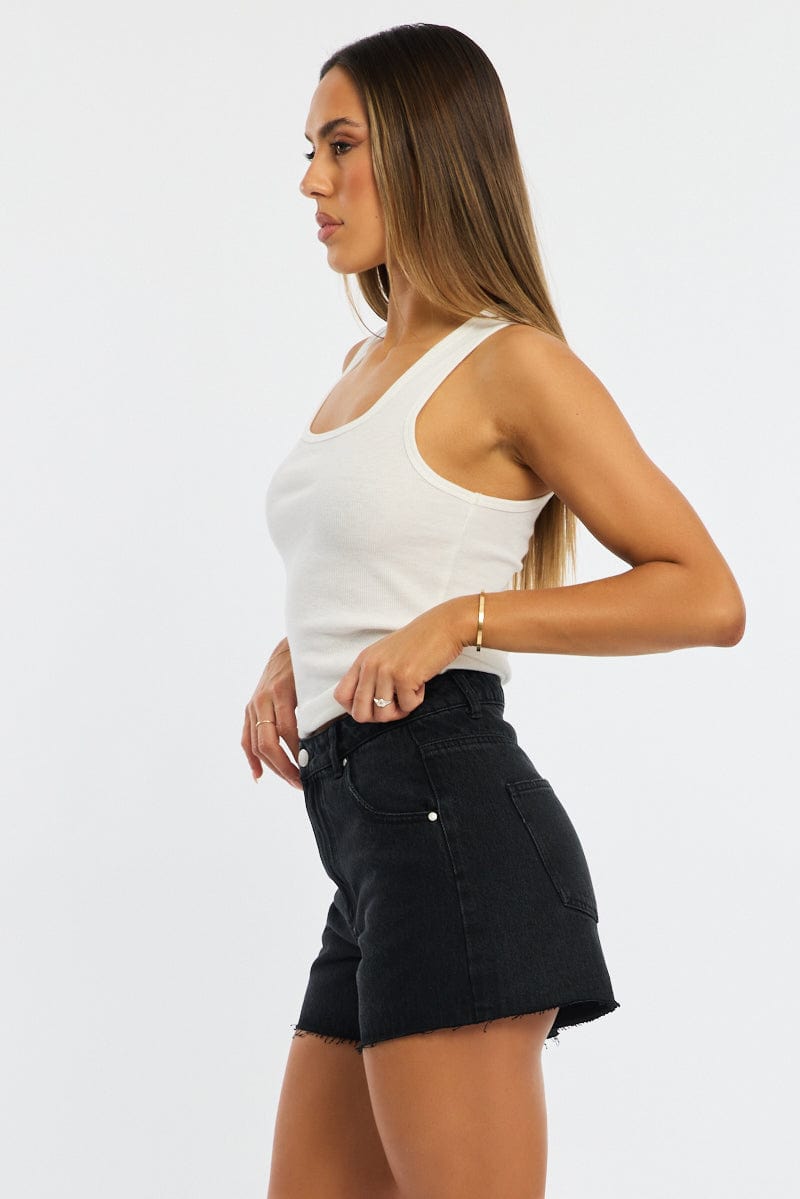 Black Relaxed Shorts High Rise for Ally Fashion