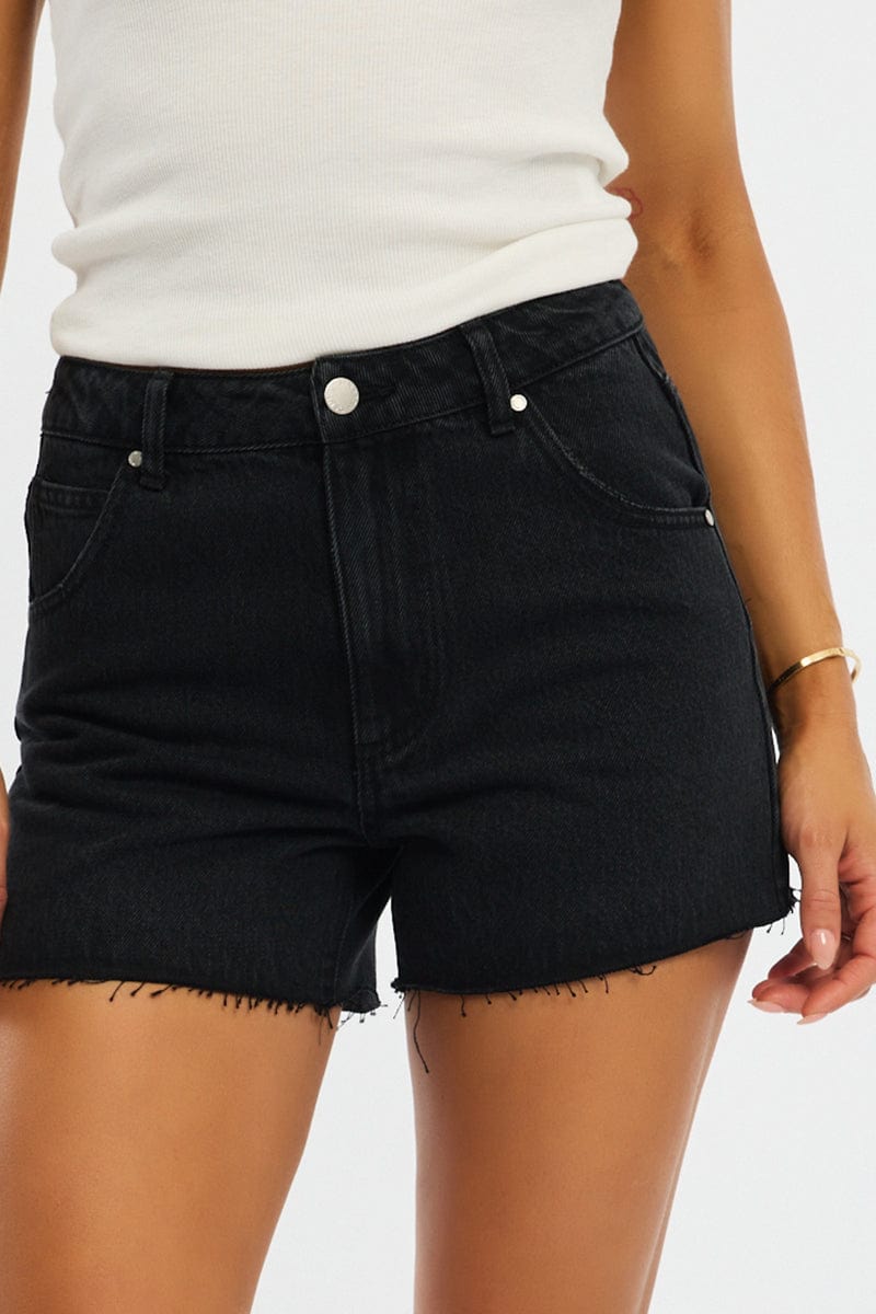 Black Relaxed Shorts High Rise for Ally Fashion