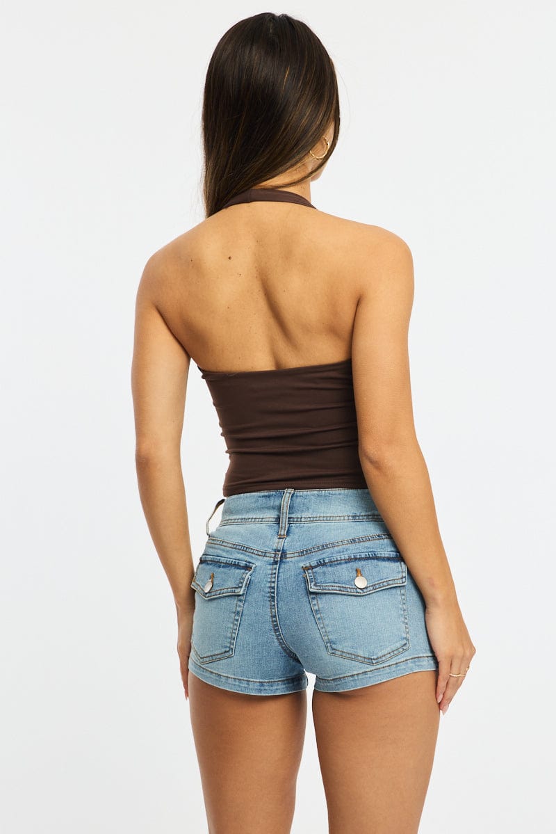 Denim Skinny Shorts Mid Rise for Ally Fashion