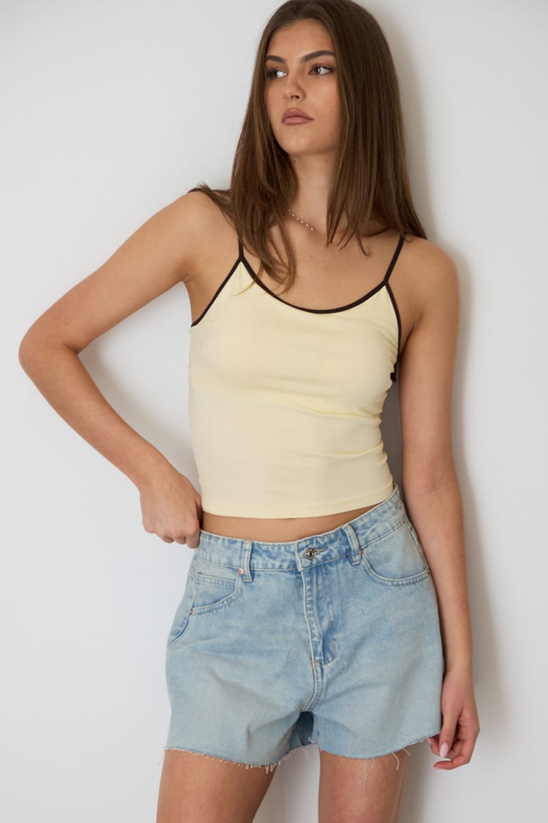 Denim Relaxed Shorts Mid Rise Mom Fit Raw Edge for Ally Fashion