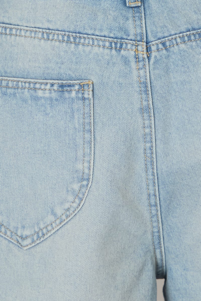 Denim Relaxed Shorts Mid Rise Mom Fit Raw Edge for Ally Fashion