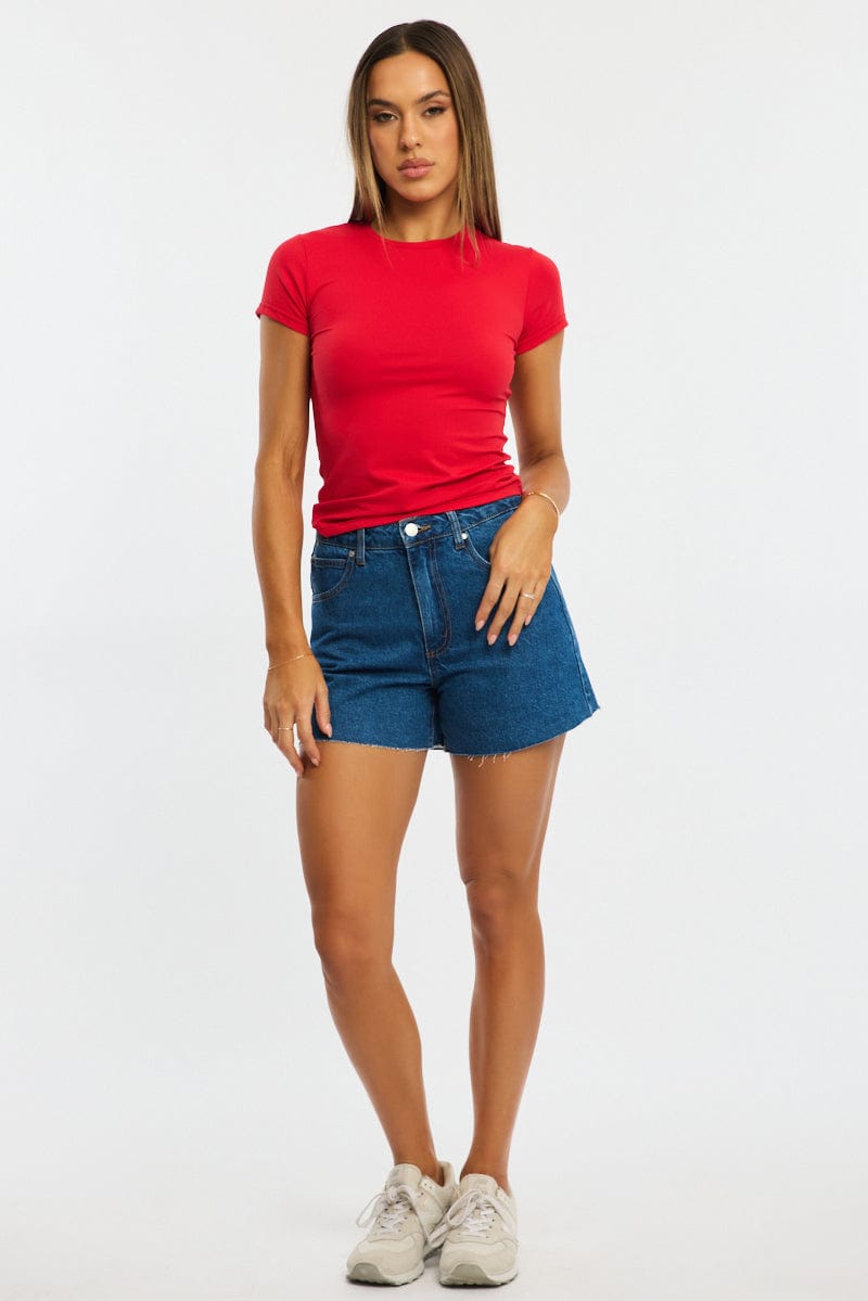 Denim Mom Mid Rise Relaxed Short for Ally Fashion